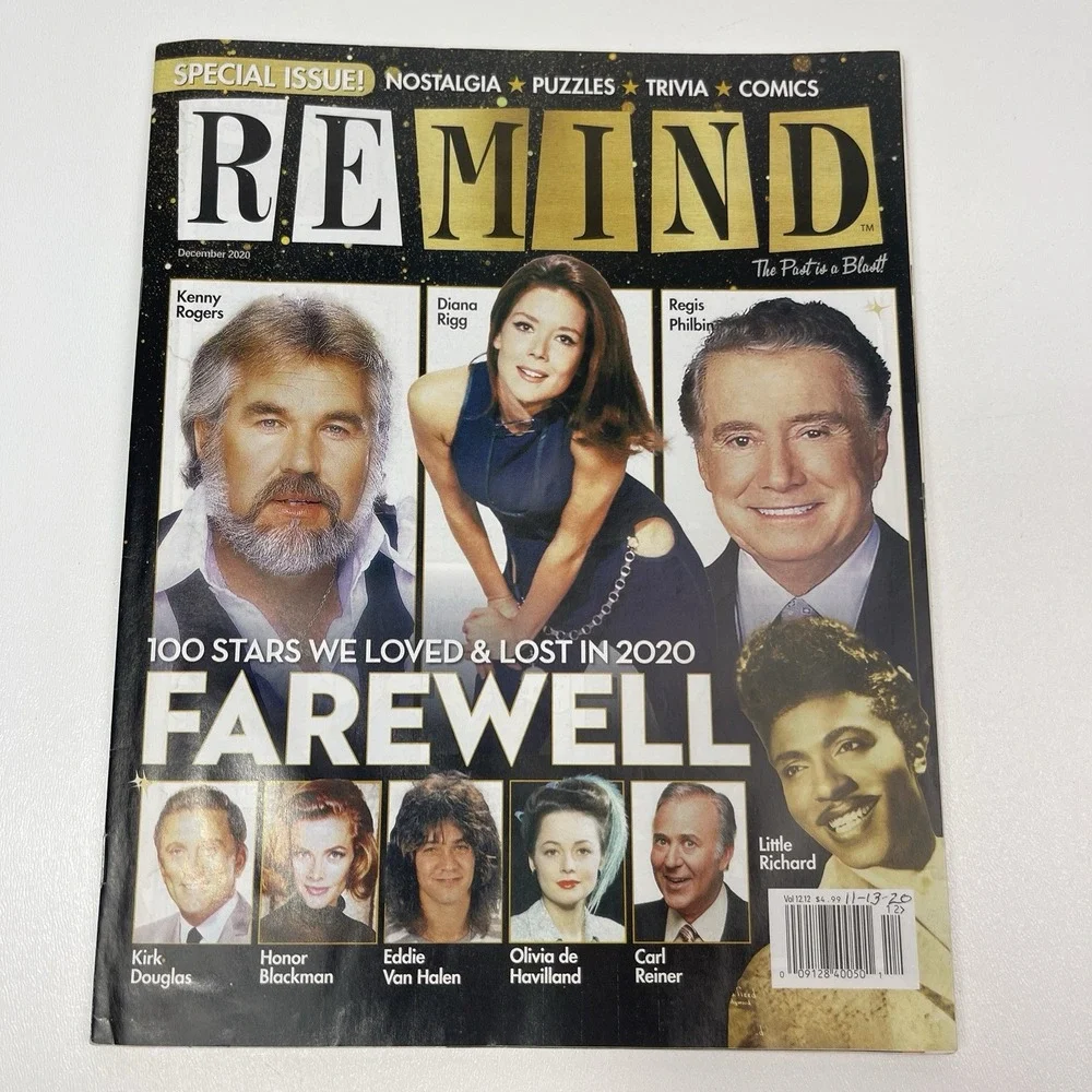 REMIND Magazine December 2020 Farewell To Stars We Lost Diana Rigg Kenny Rogers